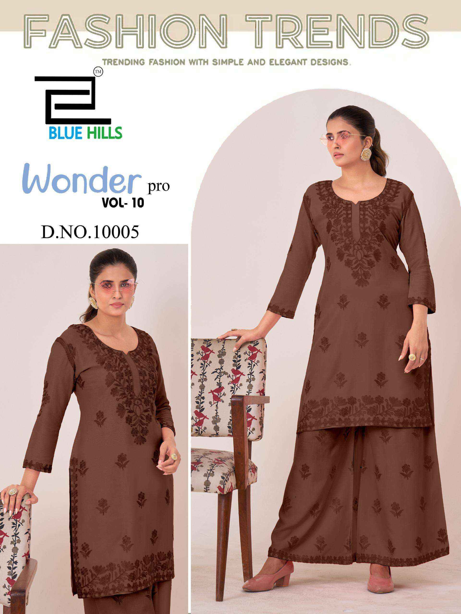 Blue Hills Wonder Pro Vol 10 Rayon Kurti With Plazzo Wholesale Rate ( 4 Pcs Catalog )