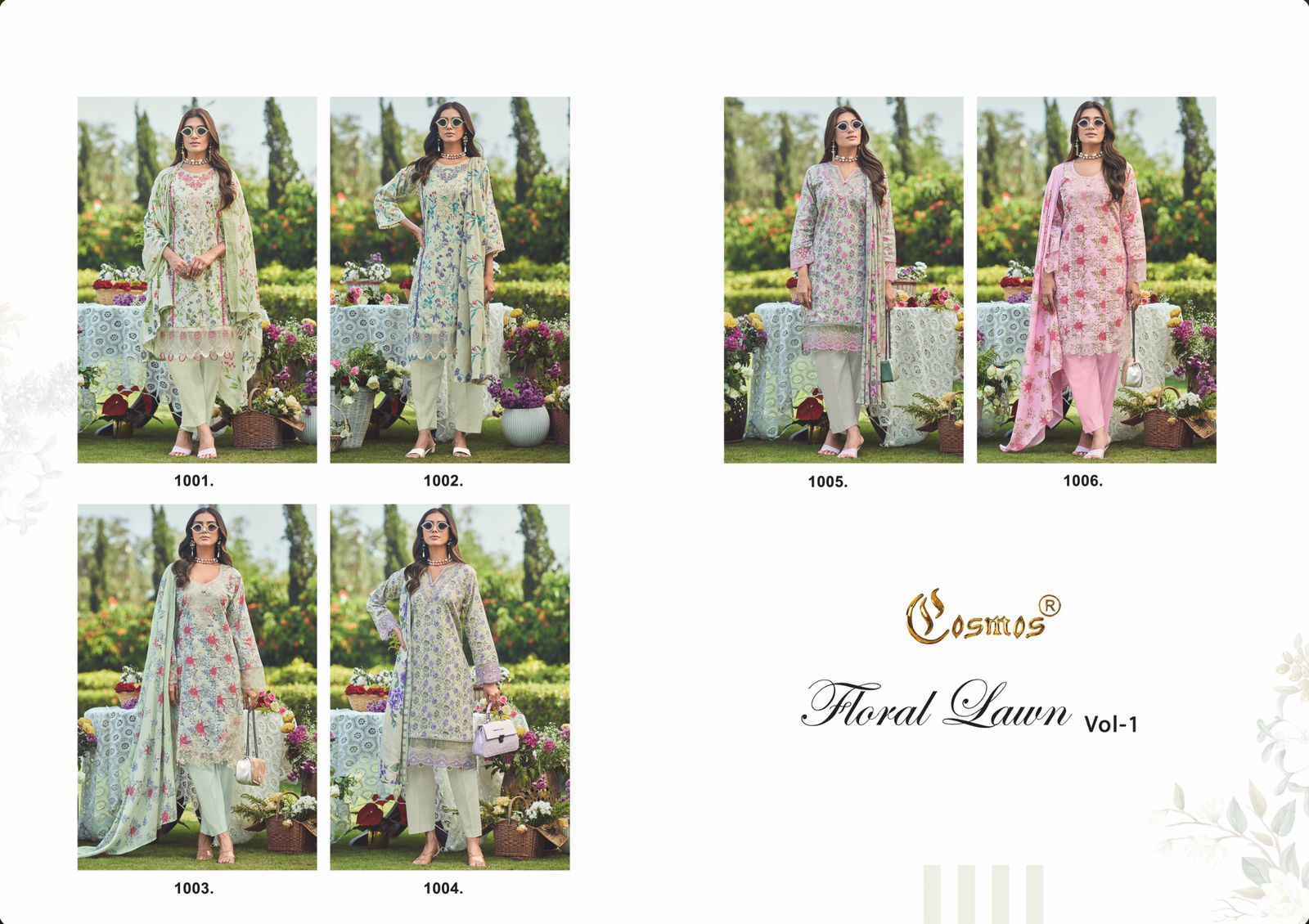 Cosmos Fashion Floral Lawn Vol 1 Lawn Cotton Dress Material Surat Wholesale Price ( 6 pcs Catalogue )