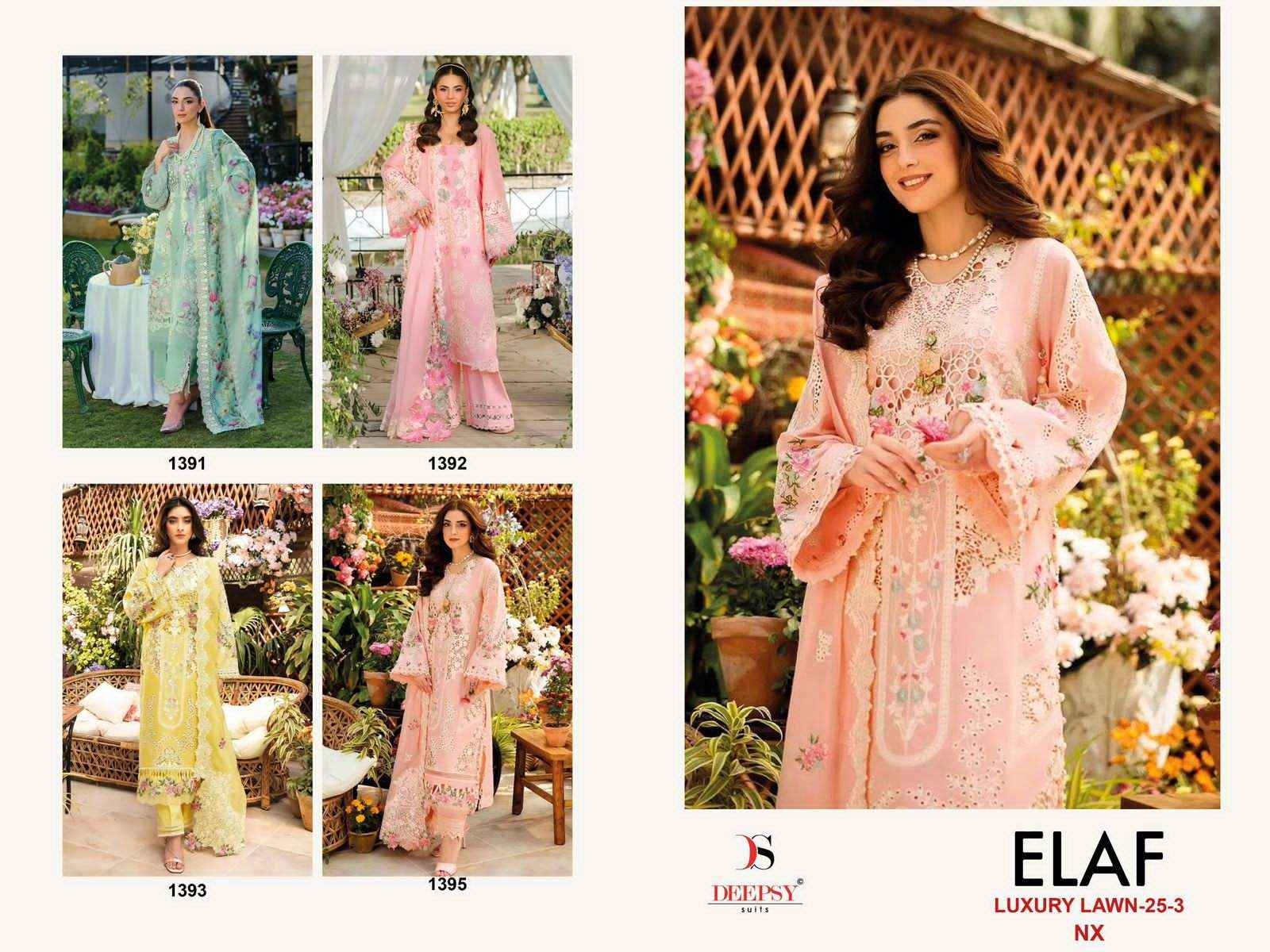Deepsy Elaf Luxury Lawn 25 3 Nx Pure Cotton Pakistani Dress Wholesale Rate ( 4 Pcs Catalog )