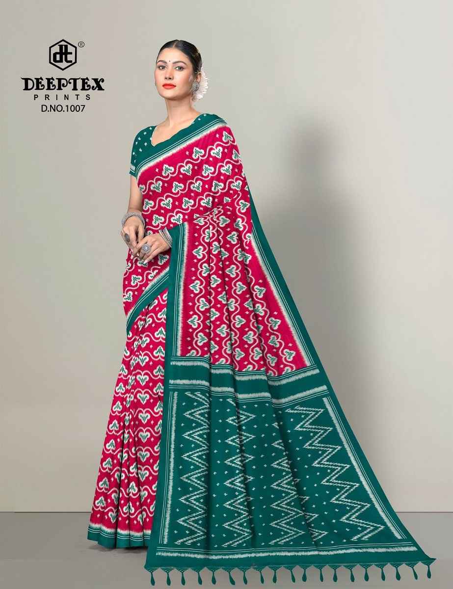 Deeptex Prints Ikkat Special Vol-10 Pure Cotton Saree Wholesale Price ( 10 Pcs Catalogue )