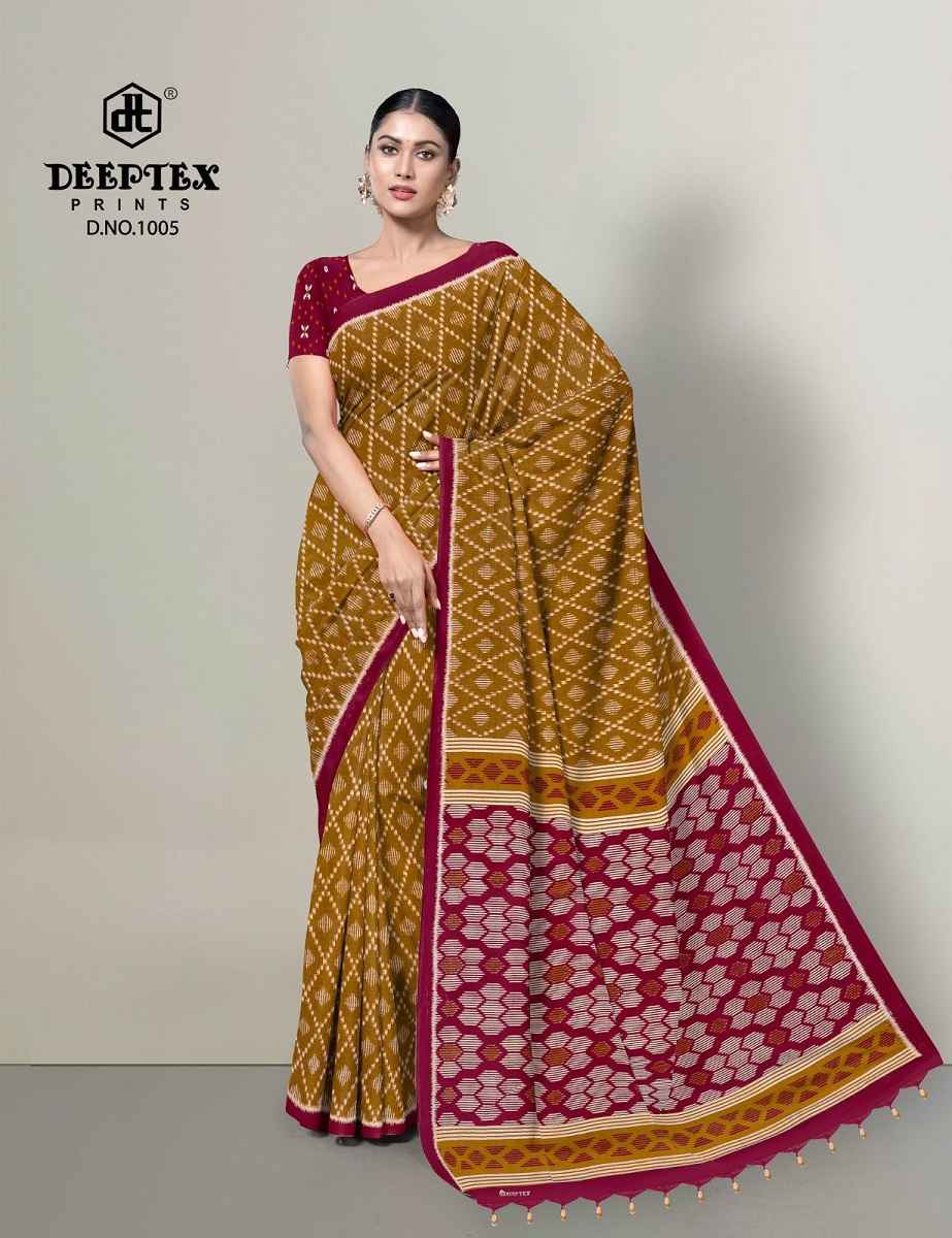 Deeptex Prints Ikkat Special Vol-10 Pure Cotton Saree Wholesale Price ( 10 Pcs Catalogue )