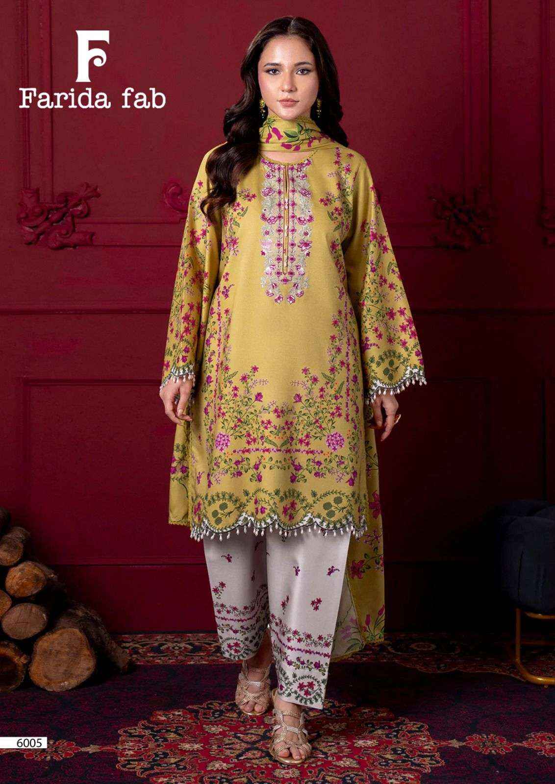 Farida Fab Ramsha Vol 6 Unstitch Pure Cotton Salwar Kameez Wholesale Rate ( 6 Pcs Catalog )