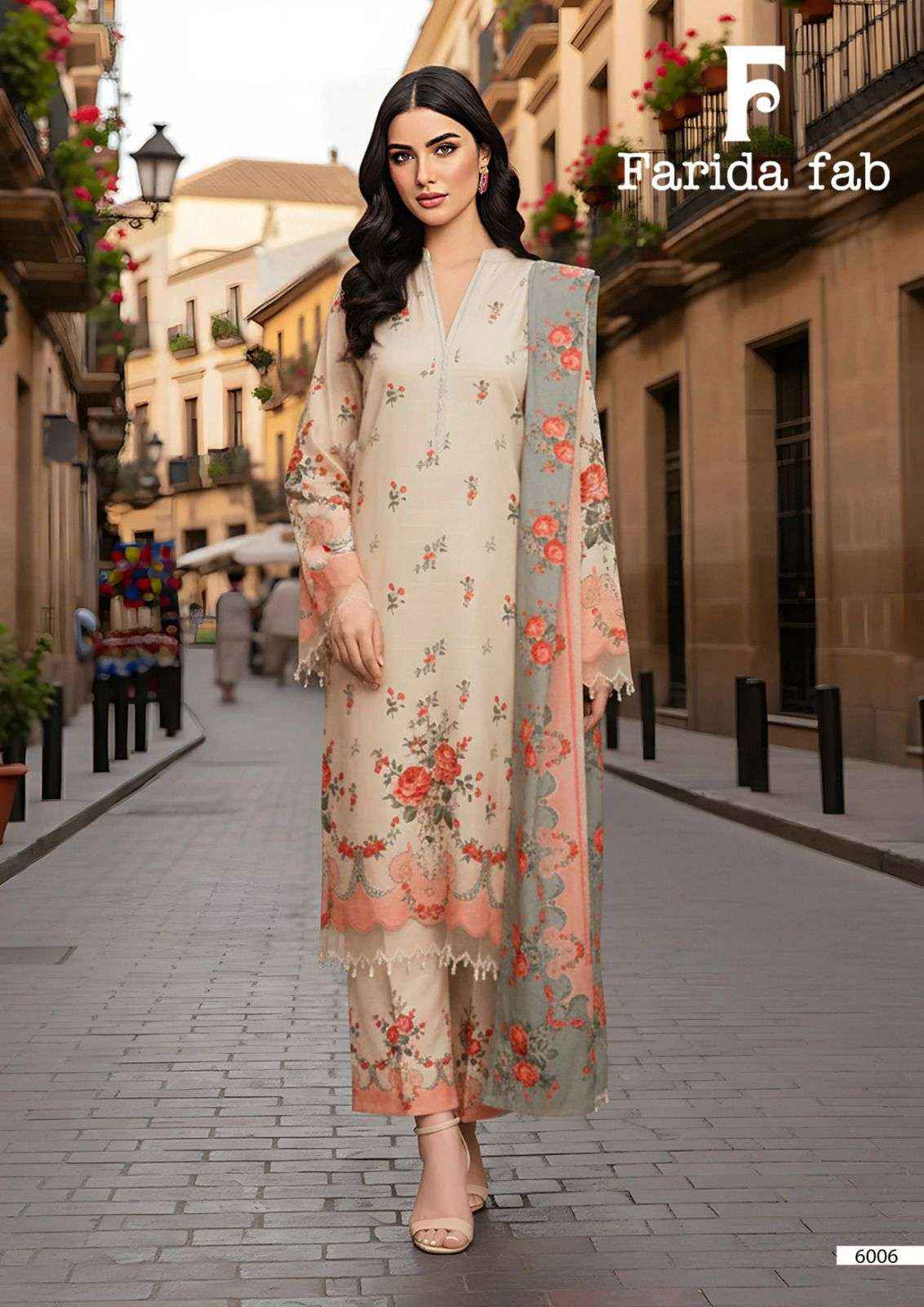 Farida Fab Ramsha Vol 6 Unstitch Pure Cotton Salwar Kameez Wholesale Rate ( 6 Pcs Catalog )