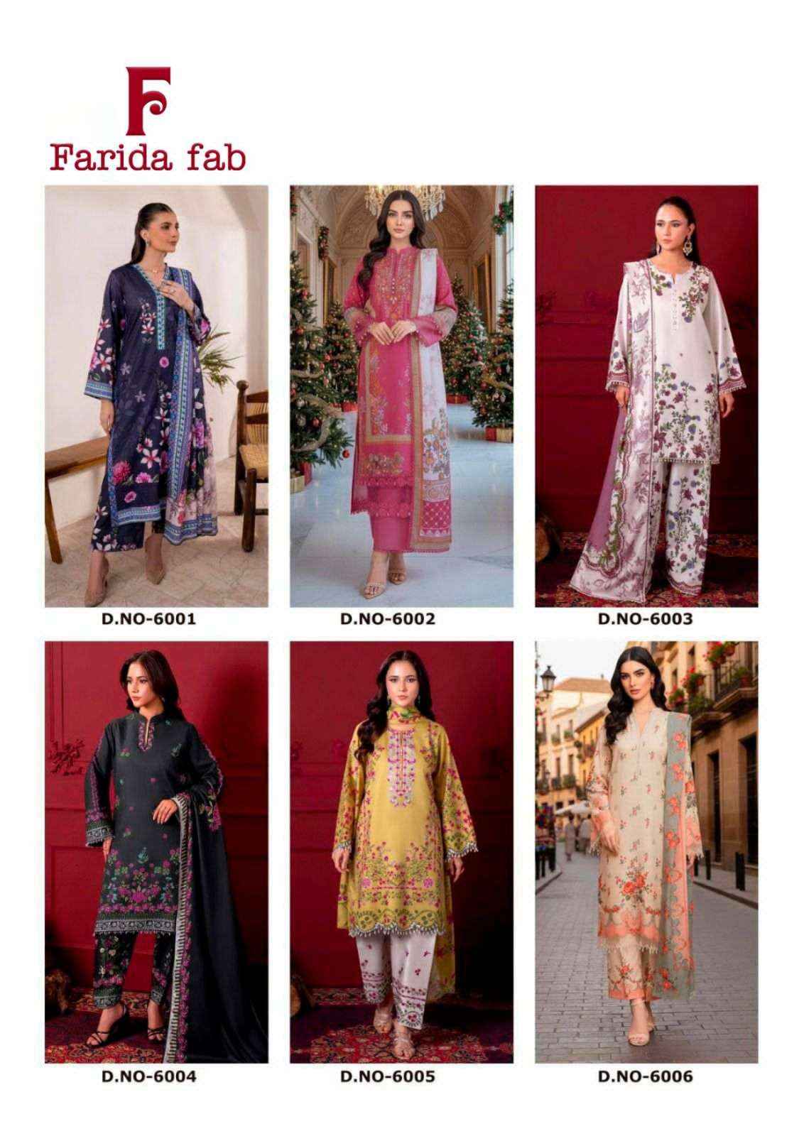 Farida Fab Ramsha Vol 6 Unstitch Pure Cotton Salwar Kameez Wholesale Rate ( 6 Pcs Catalog )