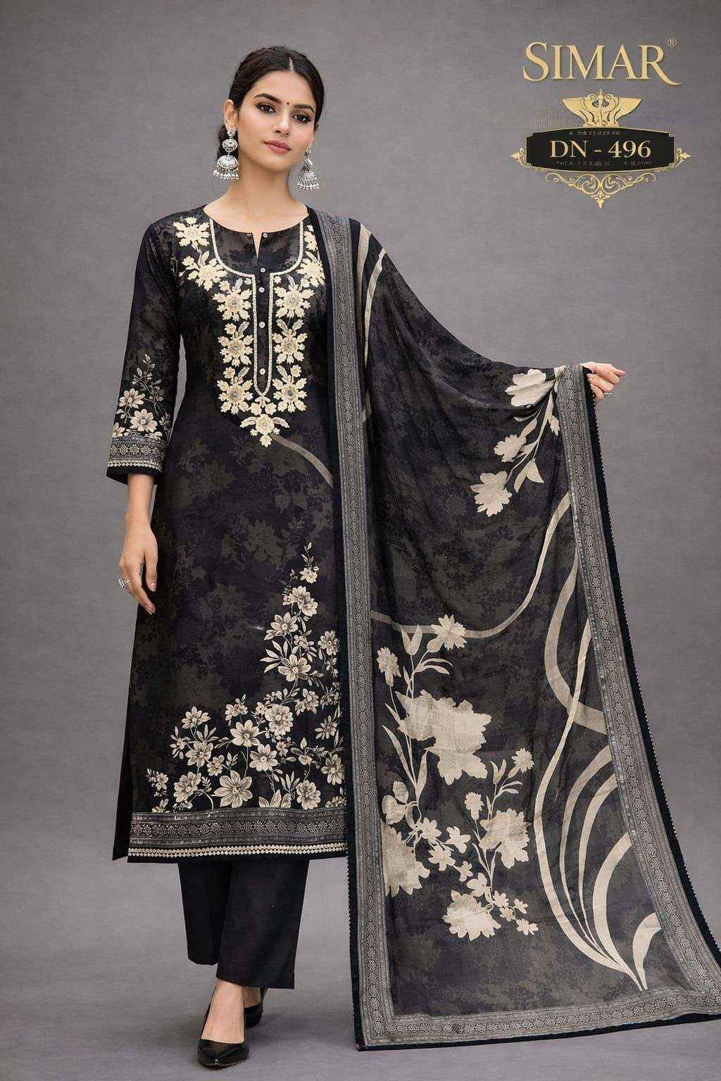 Glossy Simar 496 Fancy Muslin Salwar Kameez Wholesale Rate ( 2 Pcs Catalog )