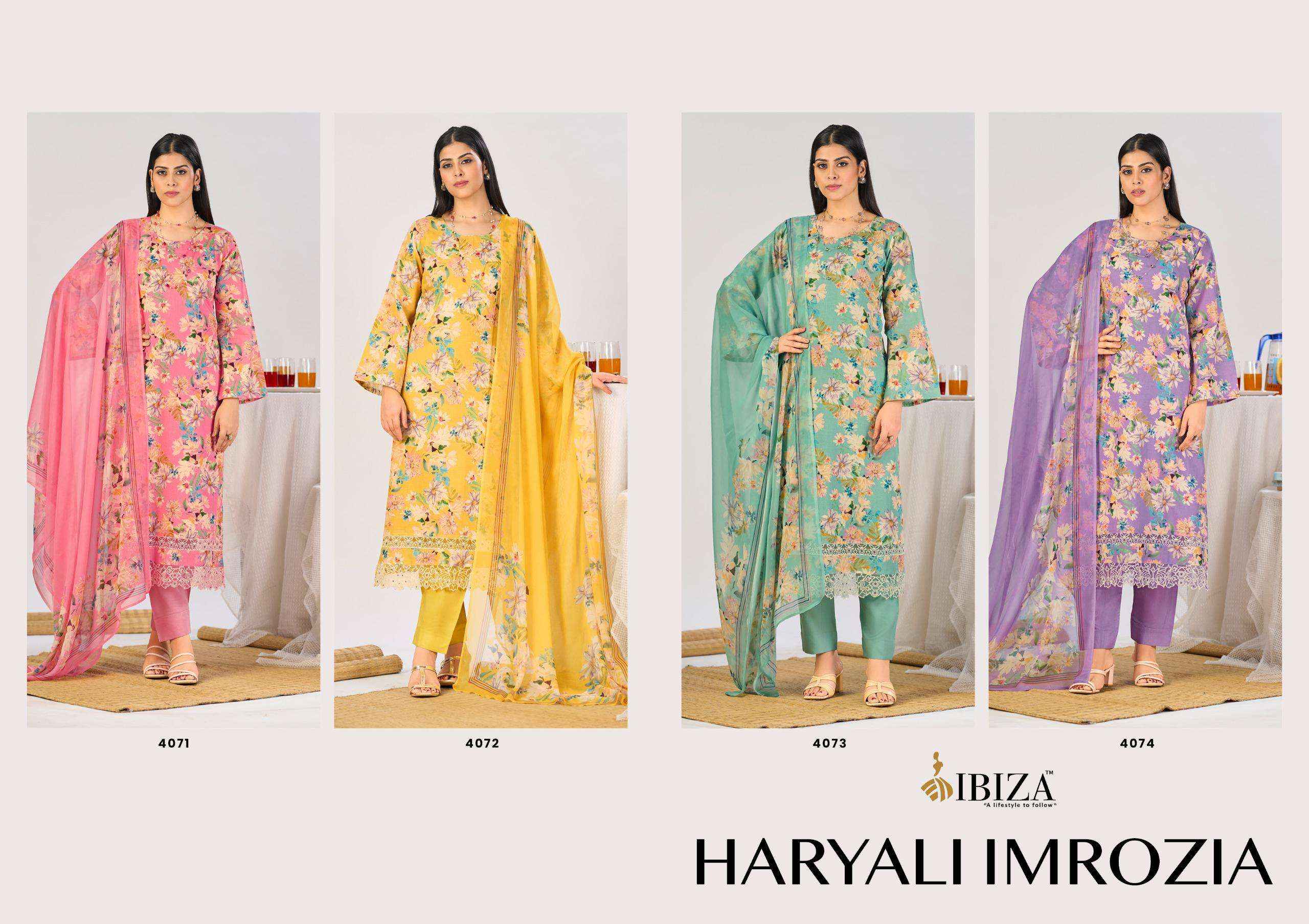 Ibiza Haryali Imrozia Digital Printed Linen Salwar Kameez Wholesale Rate ( 4 Pcs Catalog )