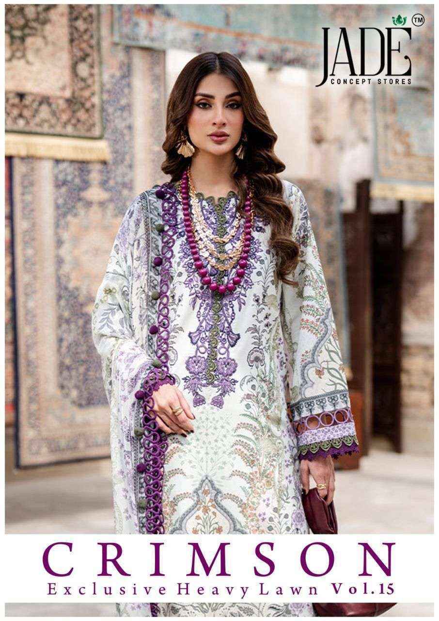 Jade Crimson Vol 15 Lawn Cotton Salwar Kameez Wholesale Rate ( 6 Pcs Catalog )