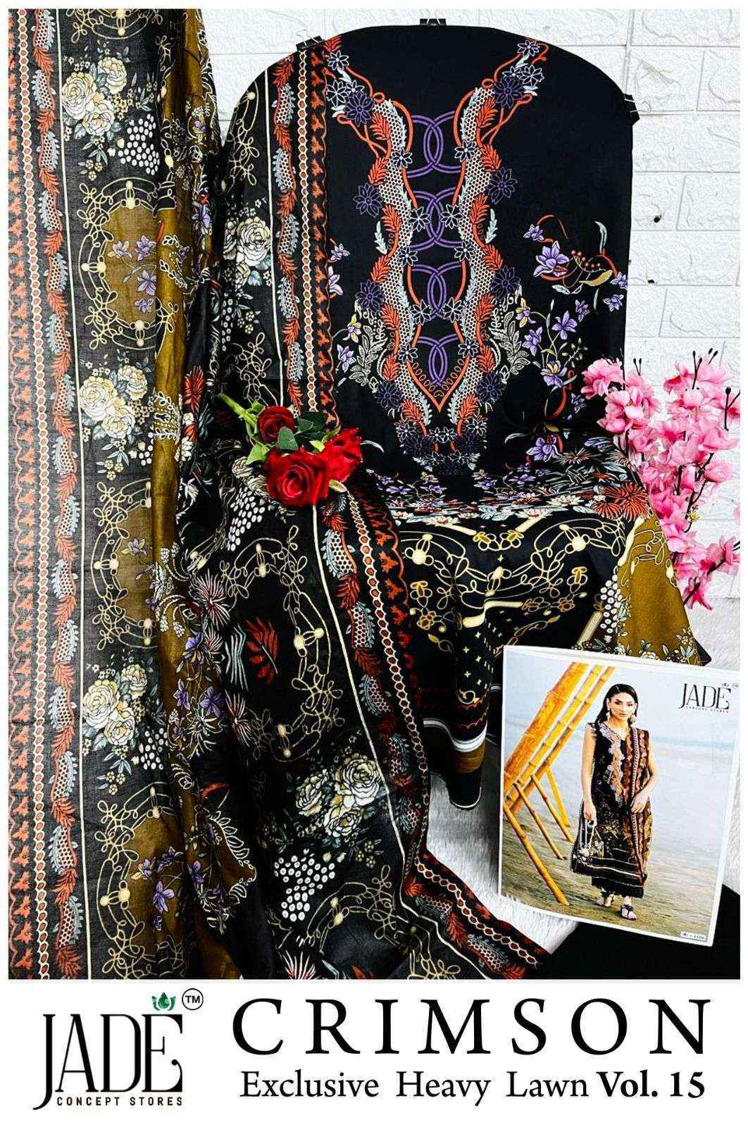 Jade Crimson Vol 15 Lawn Cotton Salwar Kameez Wholesale Rate ( 6 Pcs Catalog )