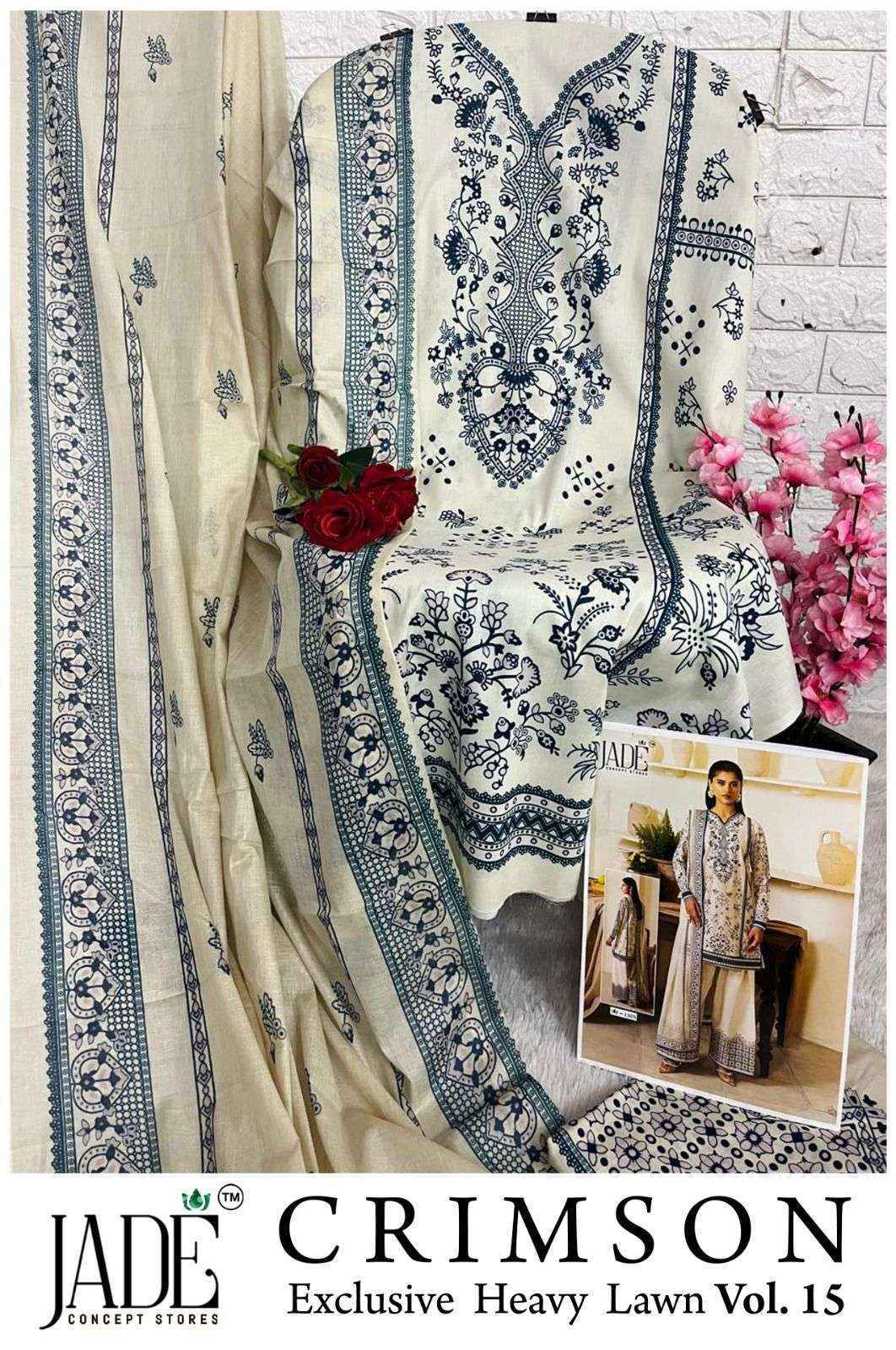 Jade Crimson Vol 15 Lawn Cotton Salwar Kameez Wholesale Rate ( 6 Pcs Catalog )