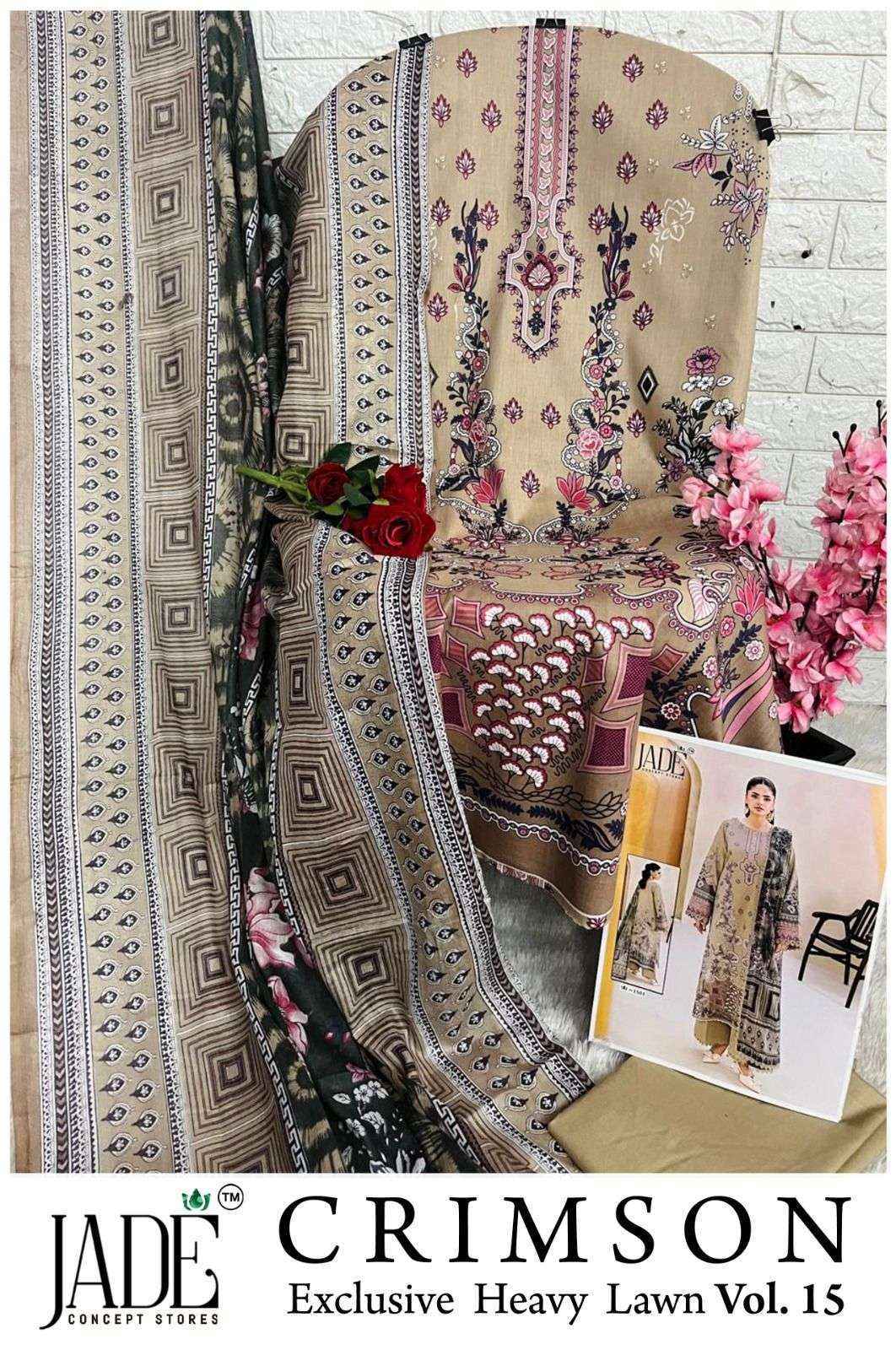 Jade Crimson Vol 15 Lawn Cotton Salwar Kameez Wholesale Rate ( 6 Pcs Catalog )