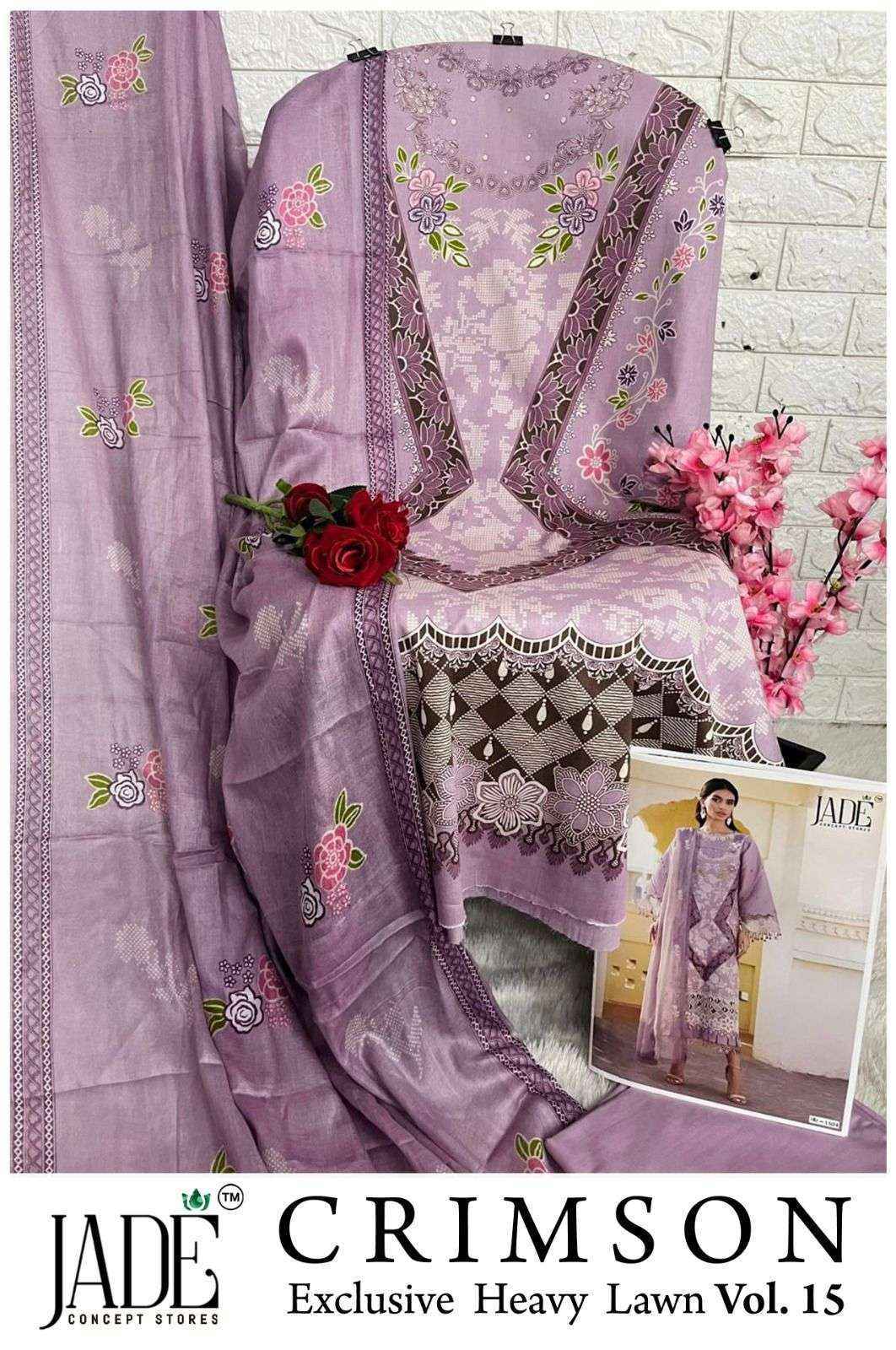 Jade Crimson Vol 15 Lawn Cotton Salwar Kameez Wholesale Rate ( 6 Pcs Catalog )