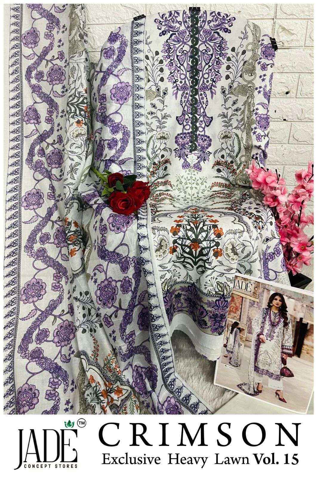 Jade Crimson Vol 15 Lawn Cotton Salwar Kameez Wholesale Rate ( 6 Pcs Catalog )