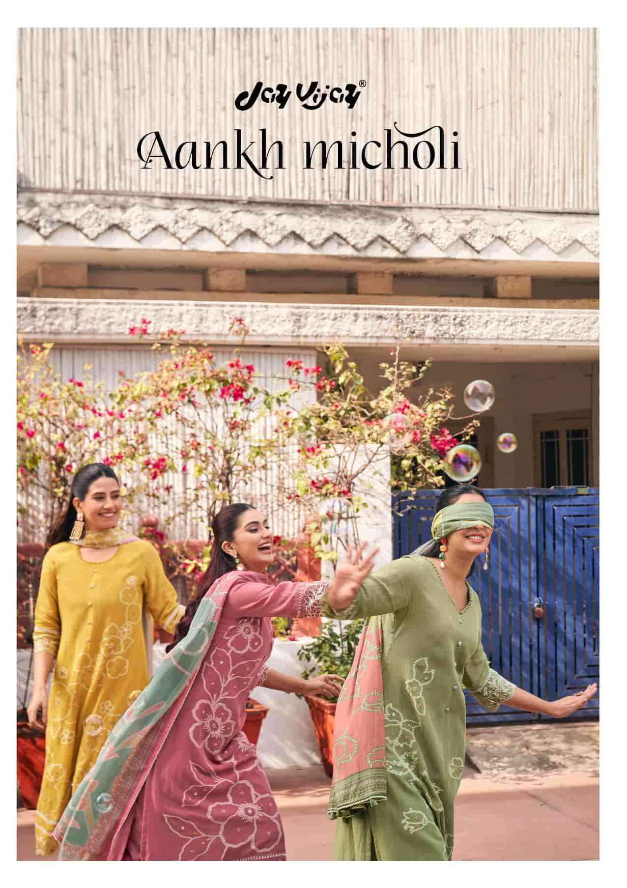 Jay Vijay Aankh Micholi Fancy Chanderi Jacquard Designer Suit Wholesale Rate ( 6 Pcs Catalog )