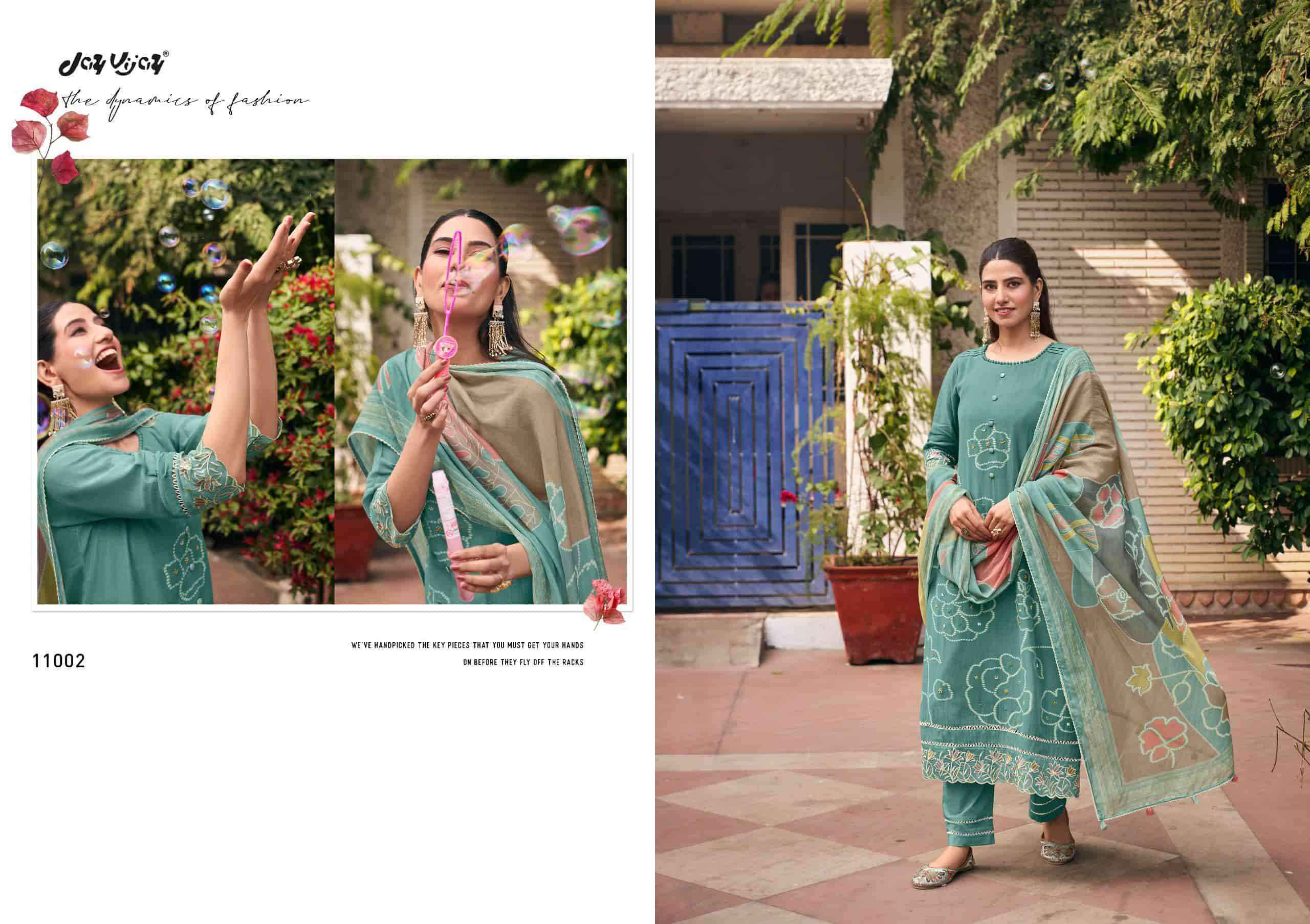 Jay Vijay Aankh Micholi Fancy Chanderi Jacquard Designer Suit Wholesale Rate ( 6 Pcs Catalog )