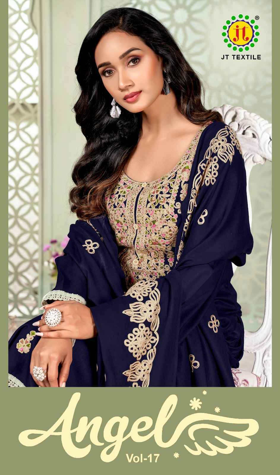 Jt Angel Vol 17 Rayon Salwar Kameez Wholesale Rate ( 5 Pcs Catalog )