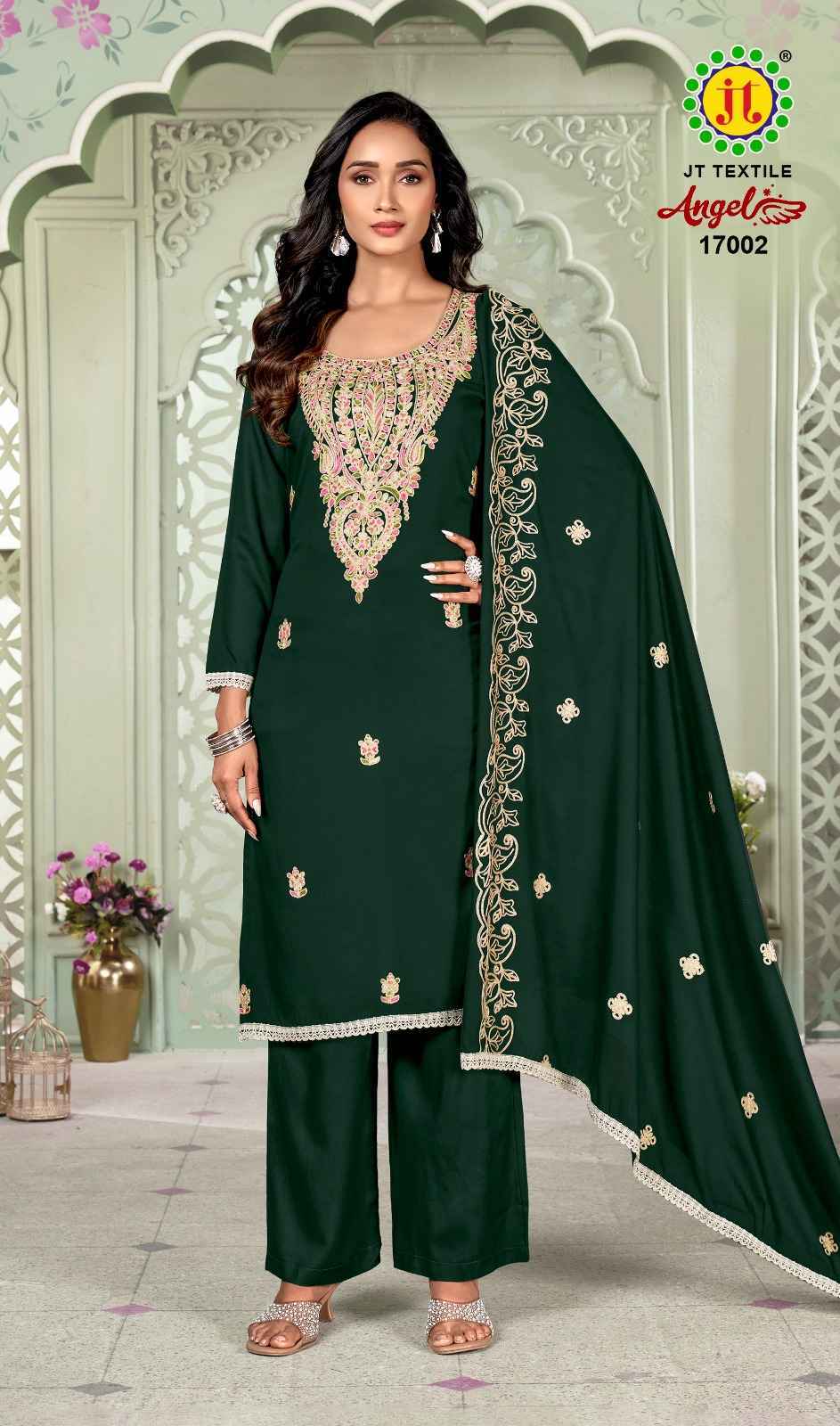 Jt Angel Vol 17 Rayon Salwar Kameez Wholesale Rate ( 5 Pcs Catalog )
