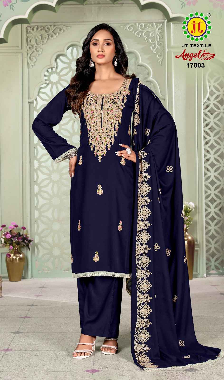 Jt Angel Vol 17 Rayon Salwar Kameez Wholesale Rate ( 5 Pcs Catalog )