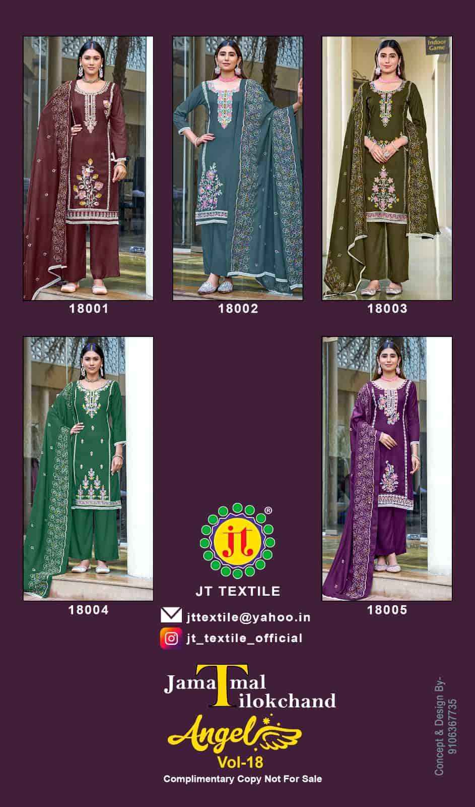 Jt Angel Vol 18 Rayon Pakistani Dress Material Wholesale Price ( 5 Pcs Catalogue )