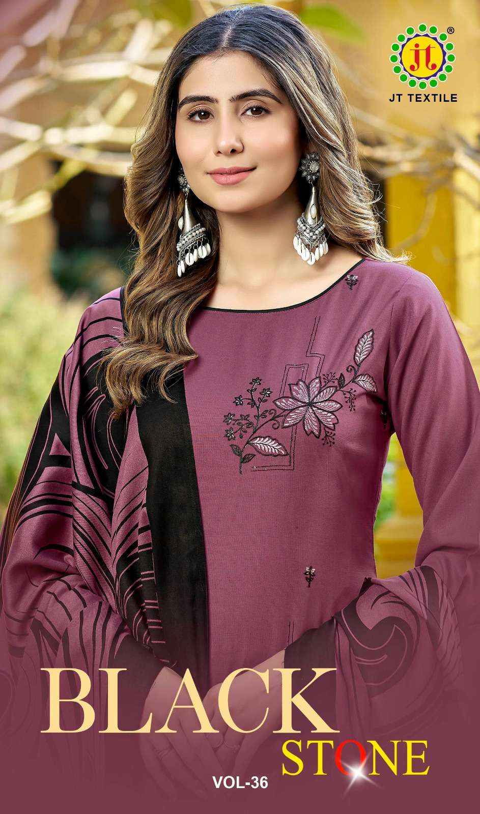 Jt Black Stone Vol 36 Premium Style Rayon Salwar Kameez Wholesale Rate ( 5 Pcs Catalog )