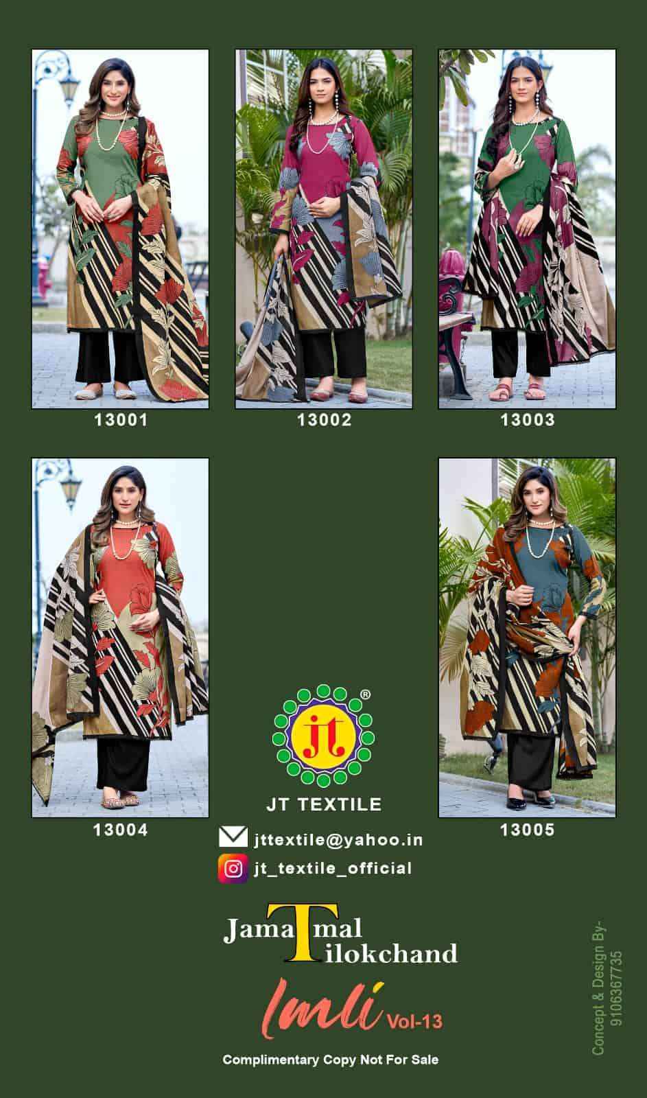 Jt Imli Vol 13 Rayon Dress Material Wholesale Online Price ( 5 Pcs Catalogue )