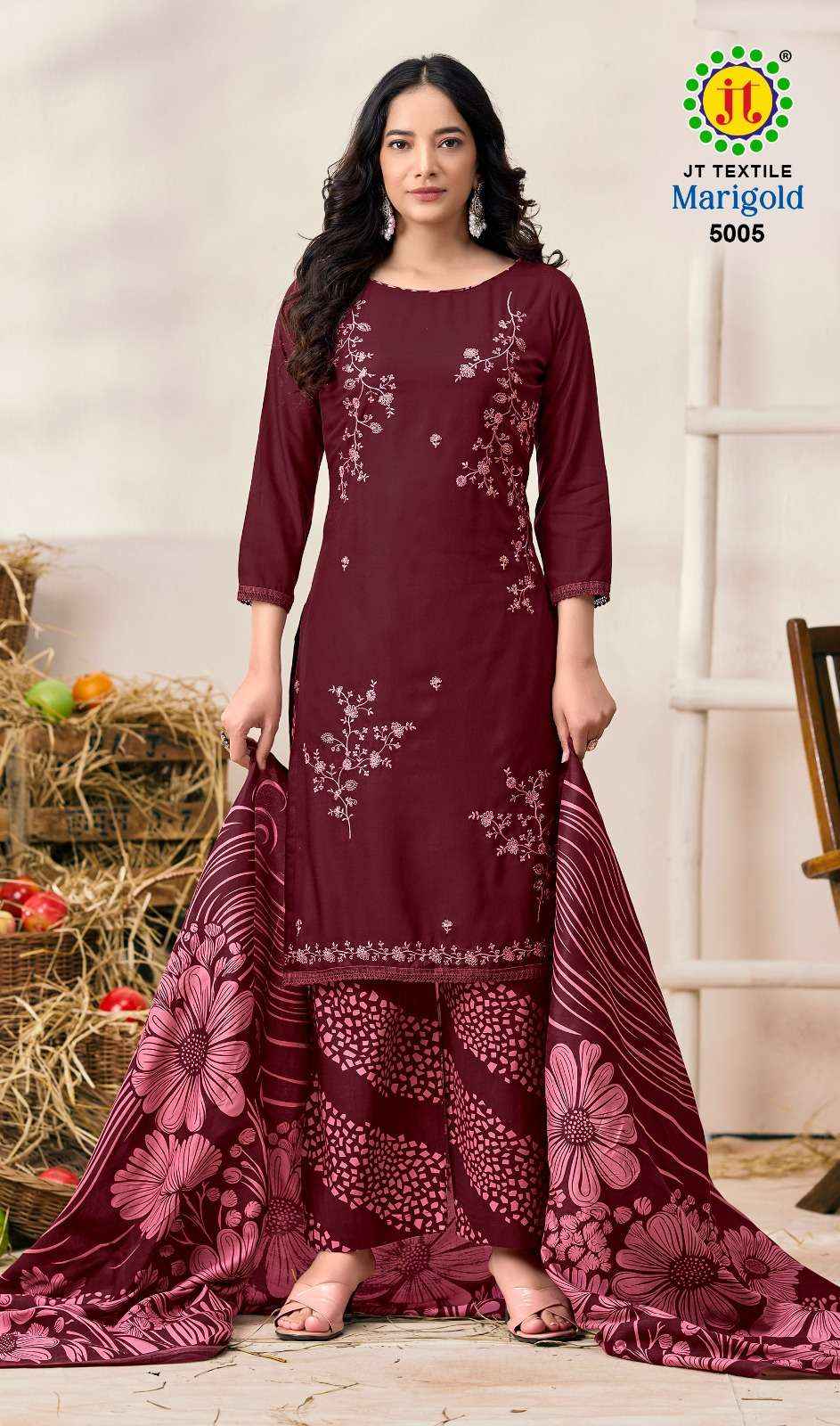 Jt Marigold Vol 5 Unstitch Fancy Ladies Dress Wholesale Rate ( 5 Pcs Catalog )