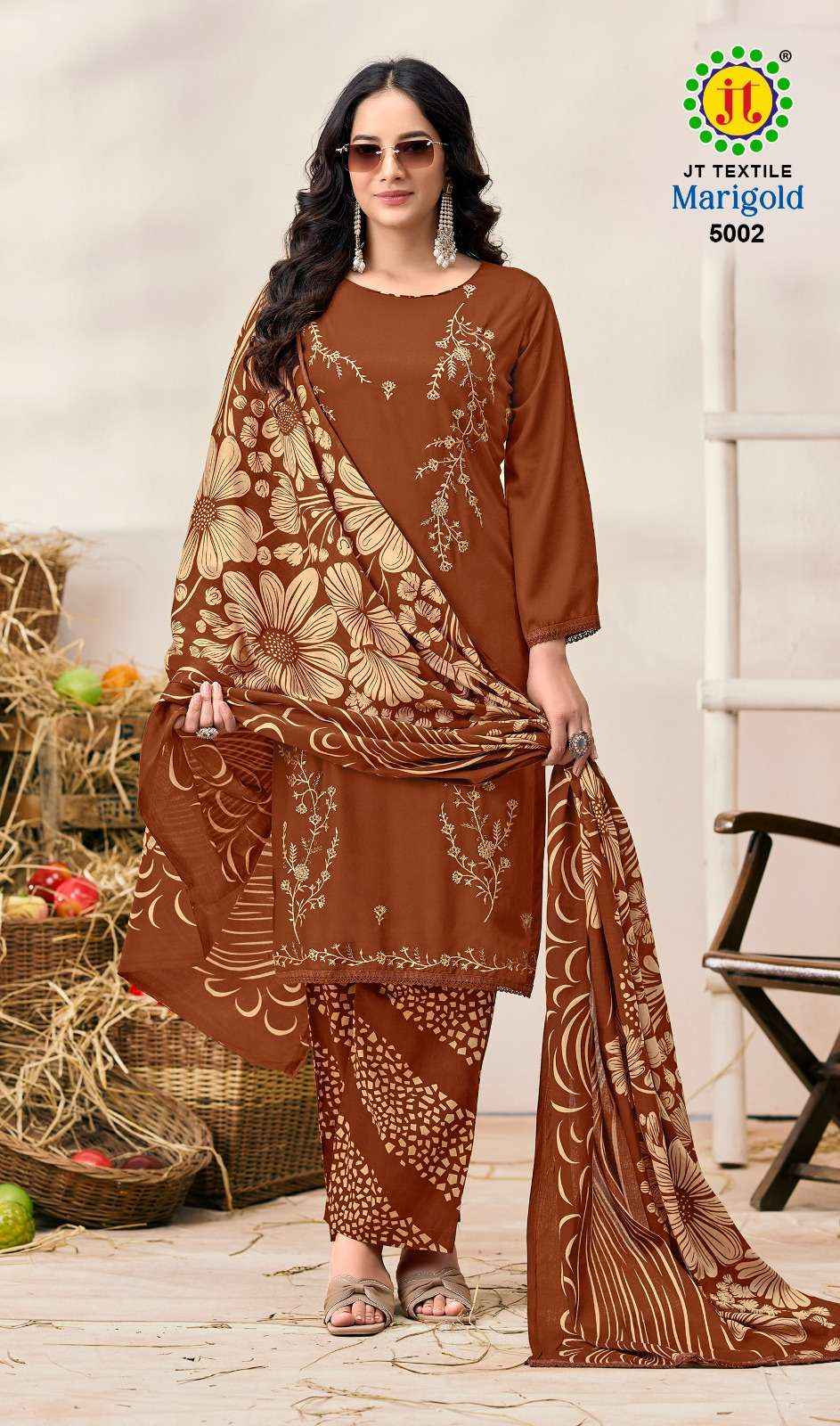 Jt Marigold Vol 5 Unstitch Fancy Ladies Dress Wholesale Rate ( 5 Pcs Catalog )