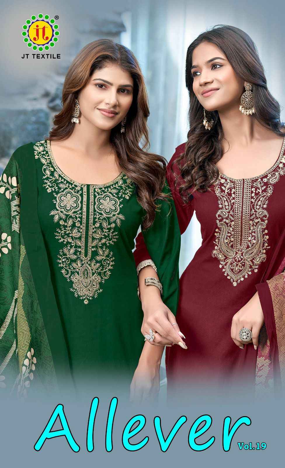 JT TEXTILE ALLEVER VOL 19 RAYON DRESS MATERIAL SURAT WHOLESALER ( 5 PCS CATALOGUE )