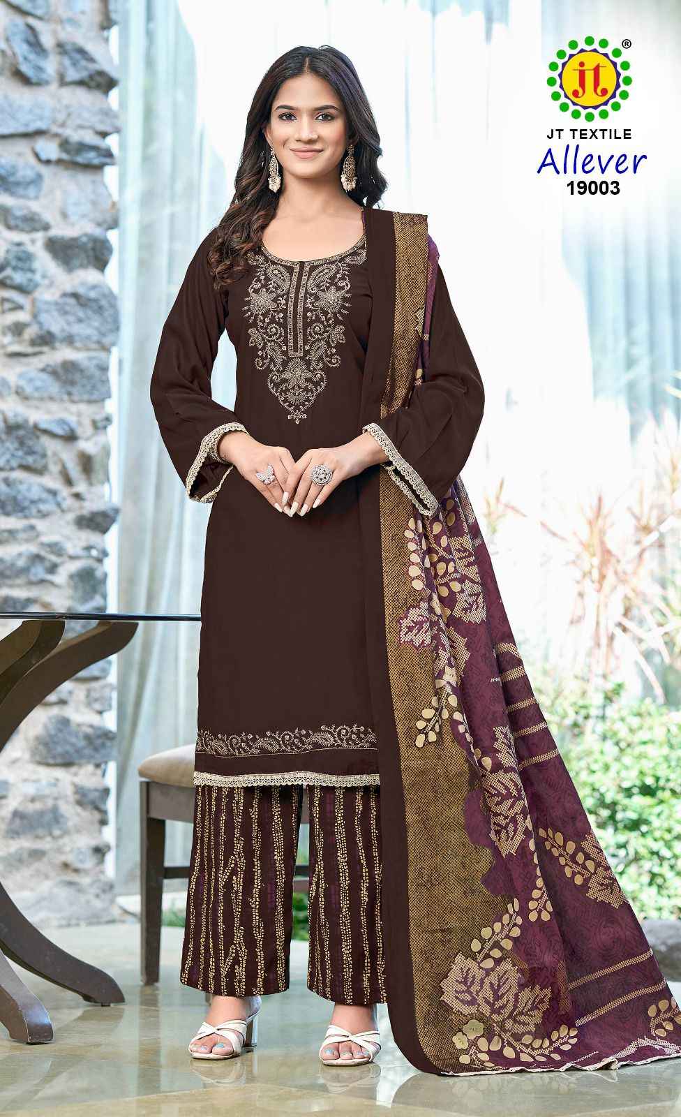 JT TEXTILE ALLEVER VOL 19 RAYON DRESS MATERIAL SURAT WHOLESALER ( 5 PCS CATALOGUE )