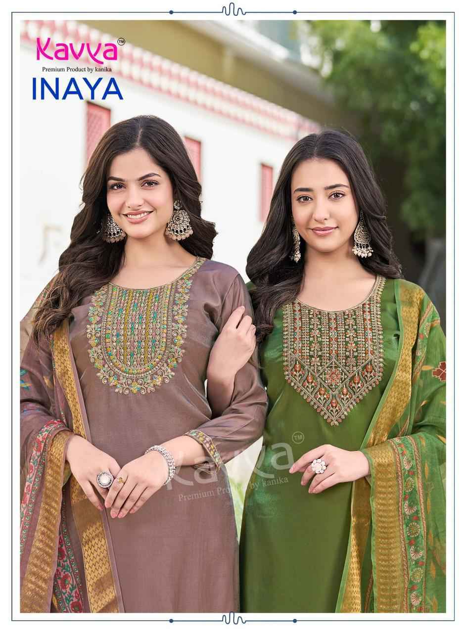 Kavya Inaya Vol 1 Roman Glass Silk Kurti Combo Set Wholesale Rate ( 10 Pcs Catalog )