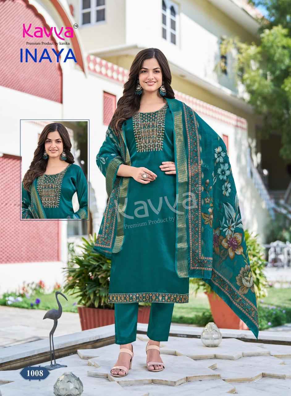 Kavya Inaya Vol 1 Roman Glass Silk Kurti Combo Set Wholesale Rate ( 10 Pcs Catalog )