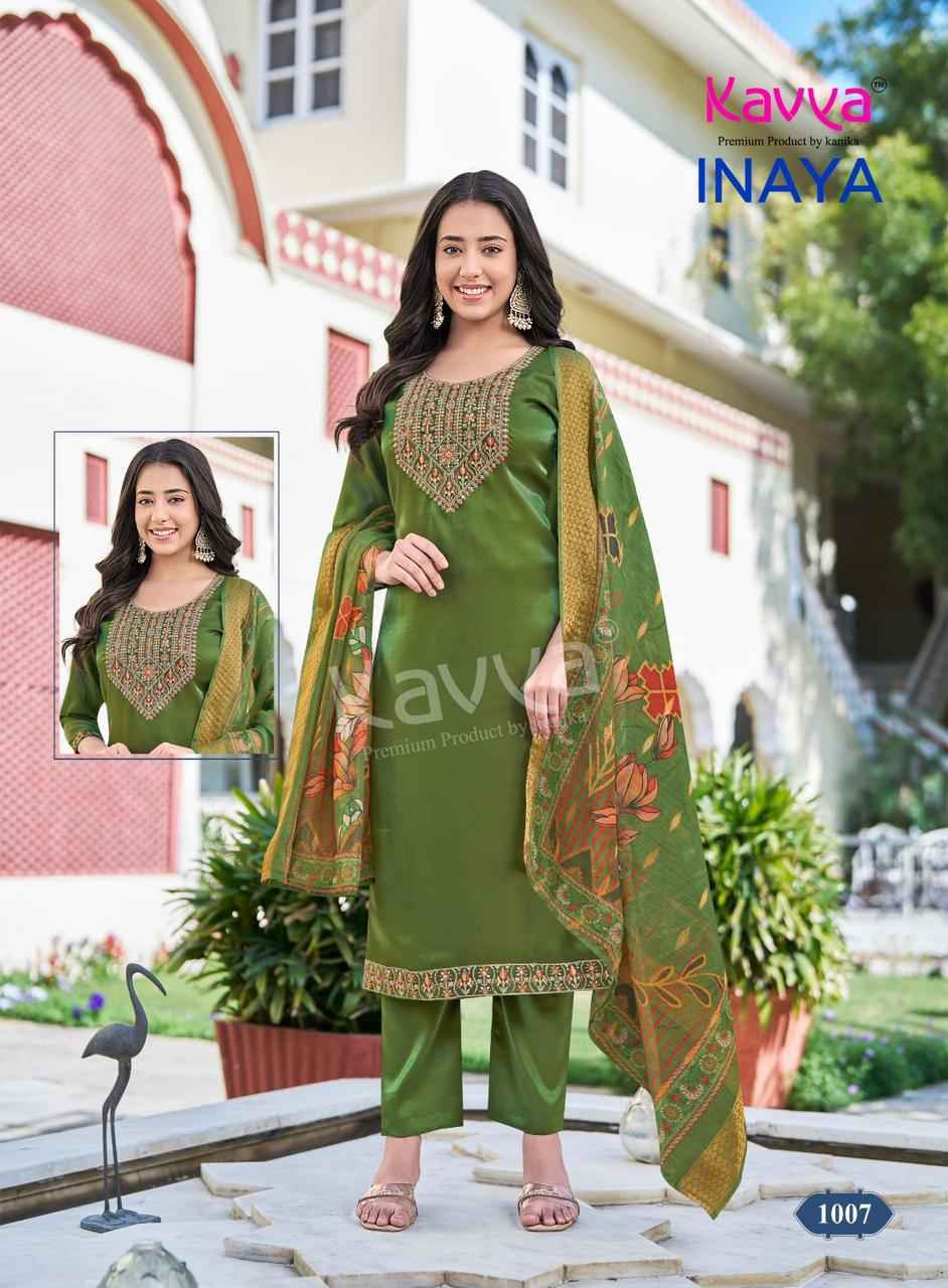 Kavya Inaya Vol 1 Roman Glass Silk Kurti Combo Set Wholesale Rate ( 10 Pcs Catalog )
