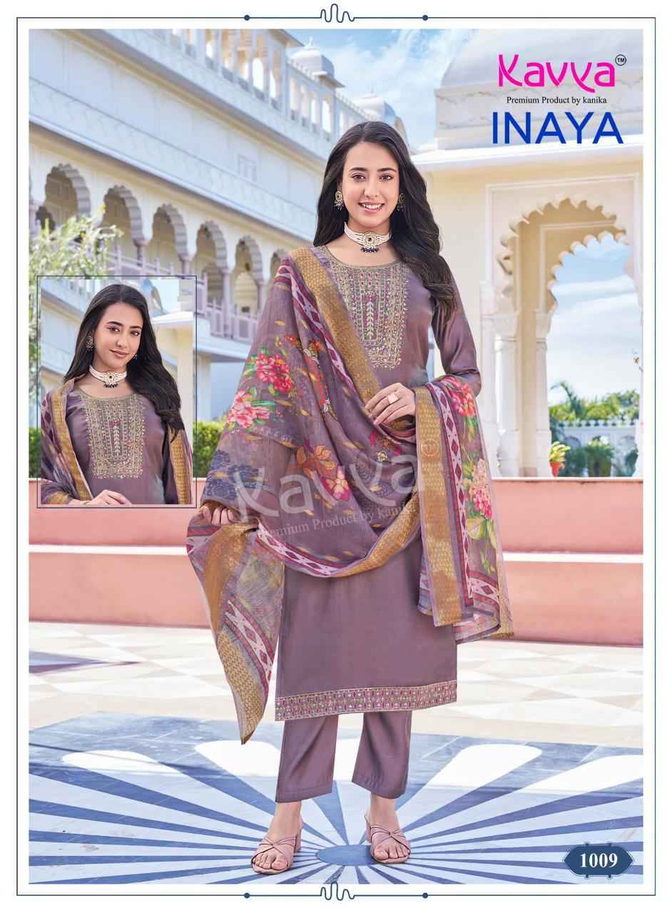 Kavya Inaya Vol 1 Roman Glass Silk Kurti Combo Set Wholesale Rate ( 10 Pcs Catalog )