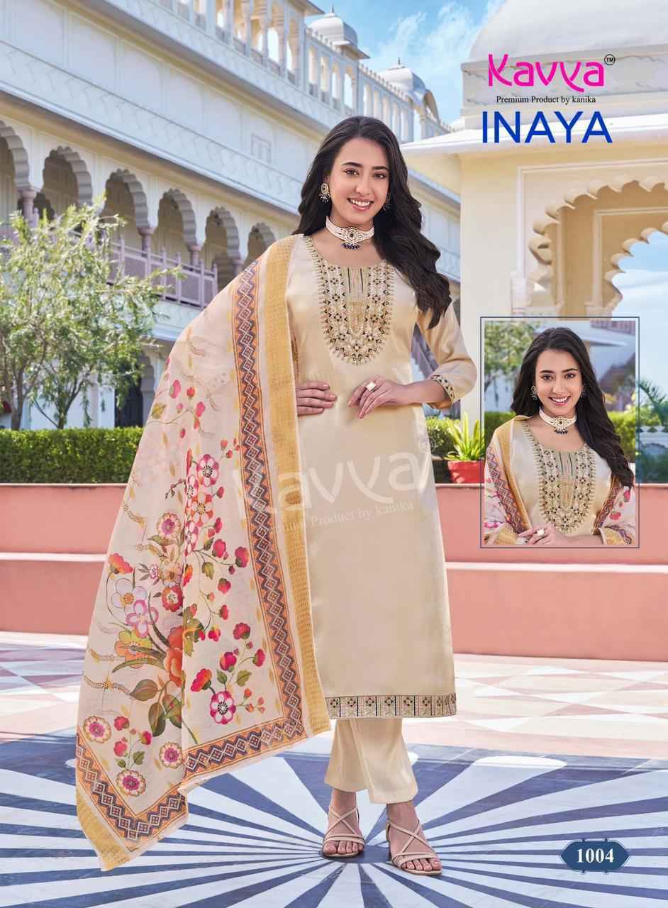 Kavya Inaya Vol 1 Roman Glass Silk Kurti Combo Set Wholesale Rate ( 10 Pcs Catalog )