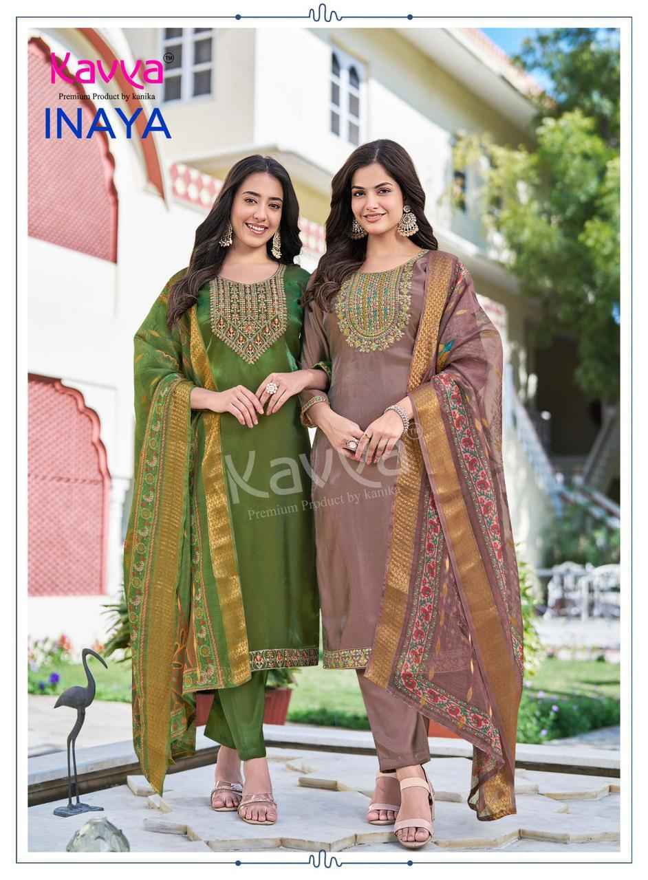 Kavya Inaya Vol 1 Roman Glass Silk Kurti Combo Set Wholesale Rate ( 10 Pcs Catalog )