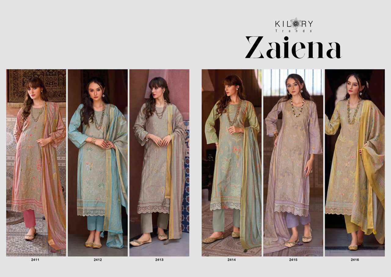 Kilory Trends Zaiena Lawn Cotton Salwar Kameez Wholesale Rate ( 6 Pcs Catalog )
