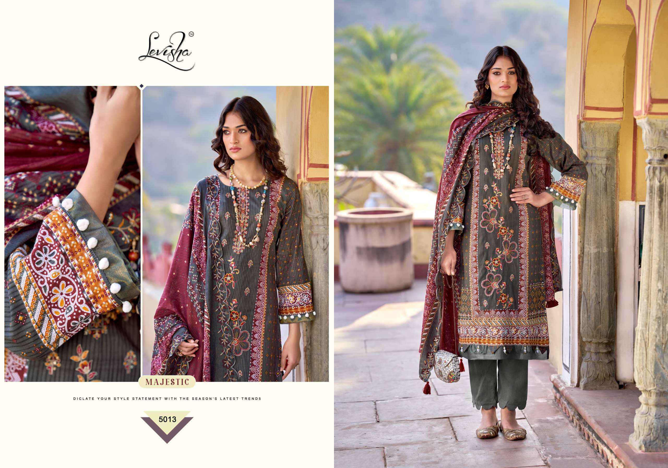 Levisha Bin Saeed Vol 5 Lawn Cotton Salwar Kameez Wholesale Rate ( 6 Pcs Catalog )