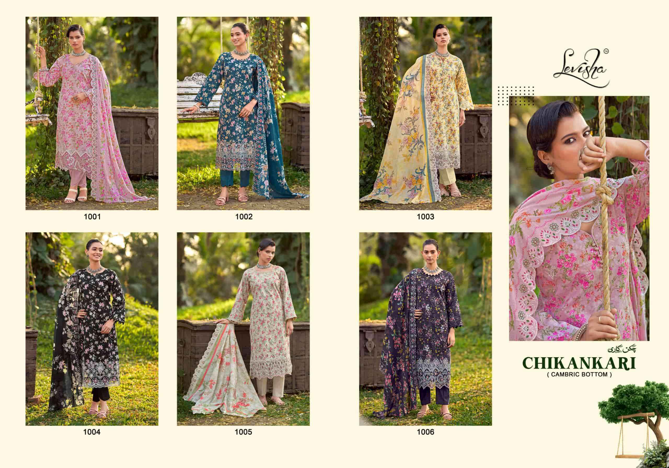 Levisha Chikakari Pure Lawn Cotton Dress Material Wholesale Price ( 6 Pcs Catalogue )