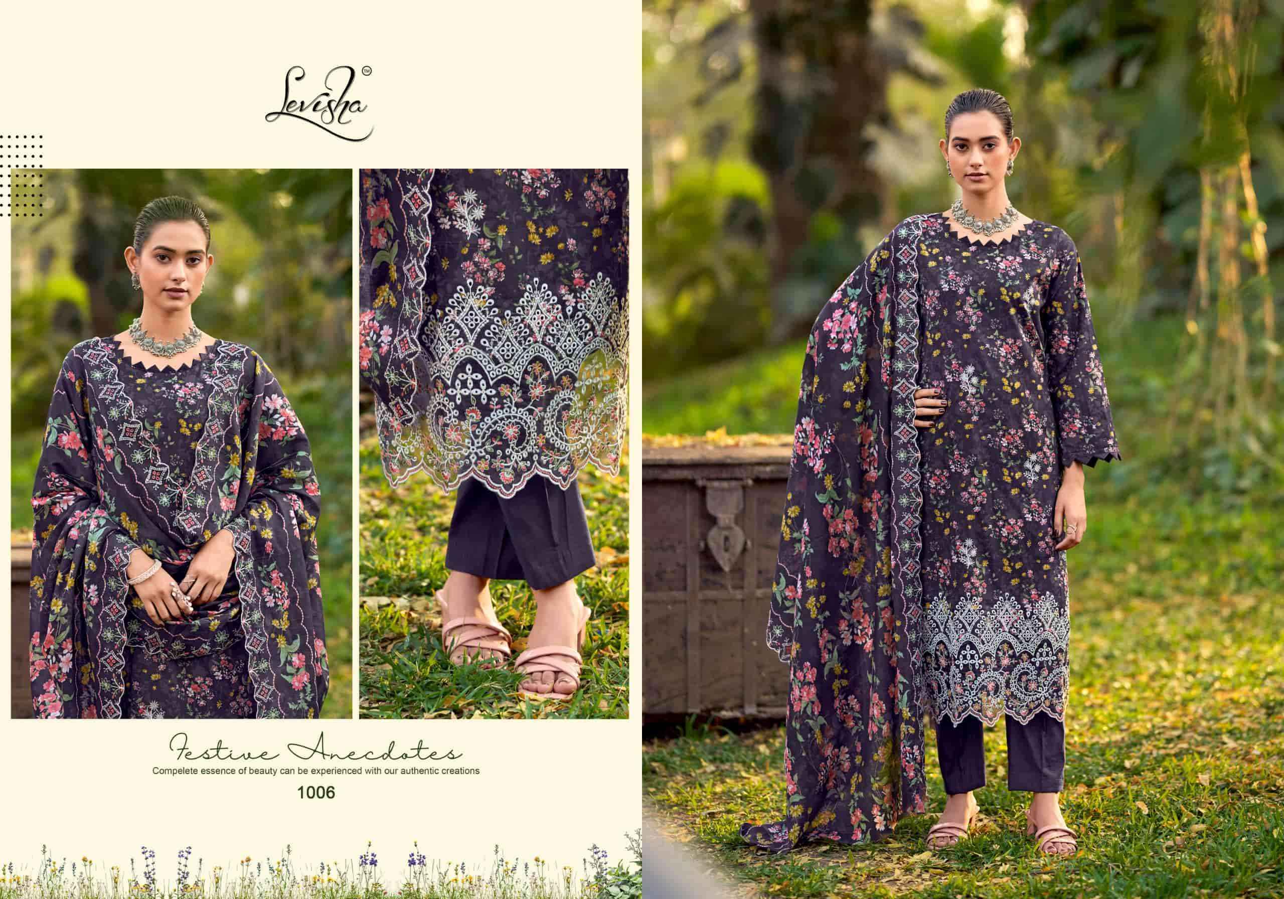 Levisha Chikakari Pure Lawn Cotton Dress Material Wholesale Price ( 6 Pcs Catalogue )
