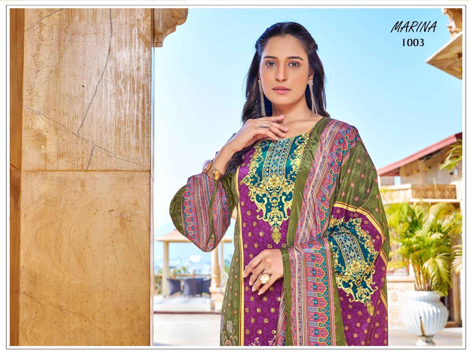 Marina Readymade Crape Silk Dress Wholesale Rate ( 6 Pcs Catalog )