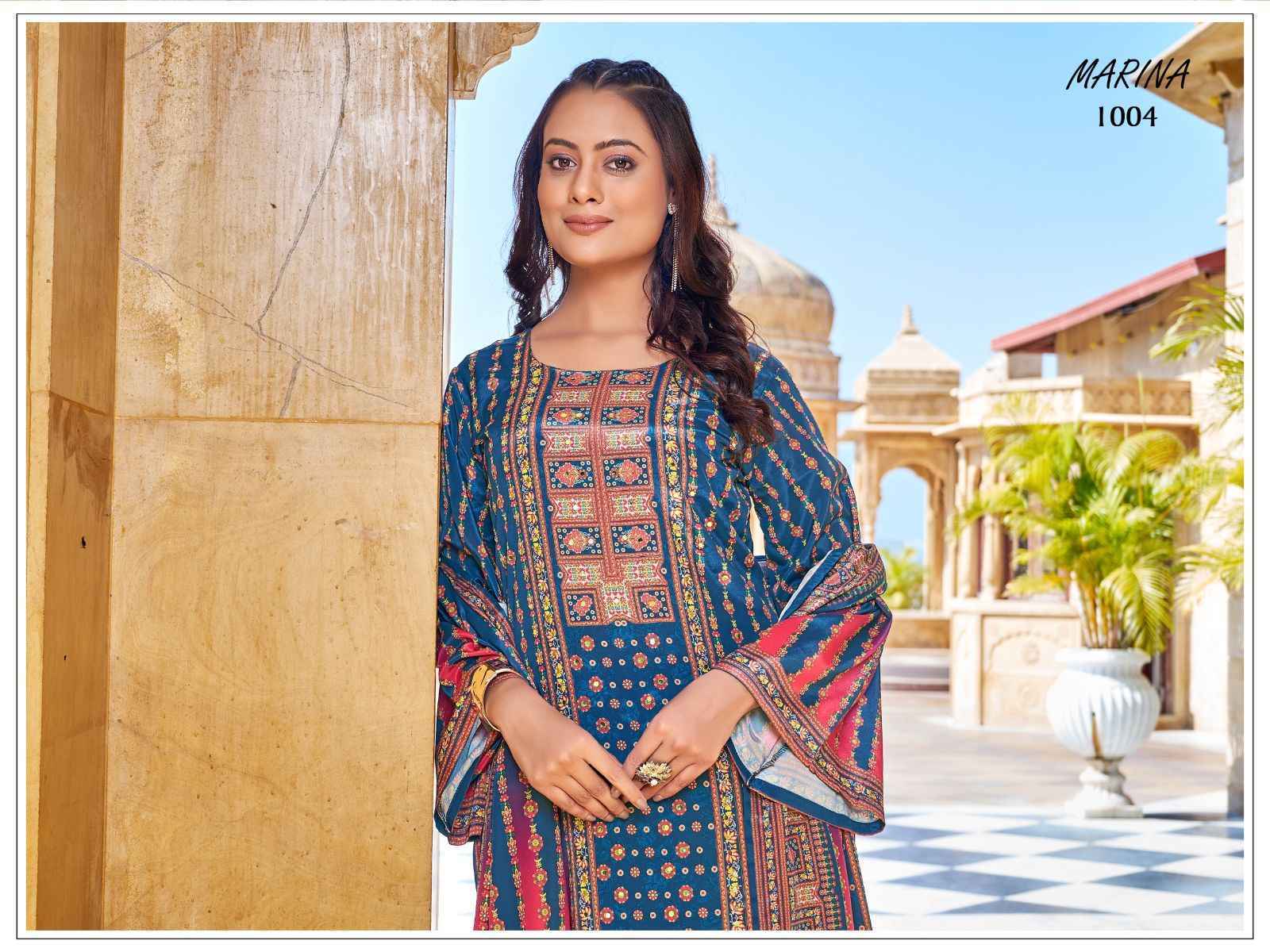 Marina Readymade Crape Silk Dress Wholesale Rate ( 6 Pcs Catalog )