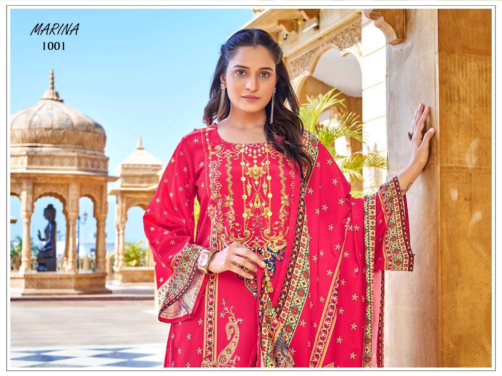 Marina Readymade Crape Silk Dress Wholesale Rate ( 6 Pcs Catalog )