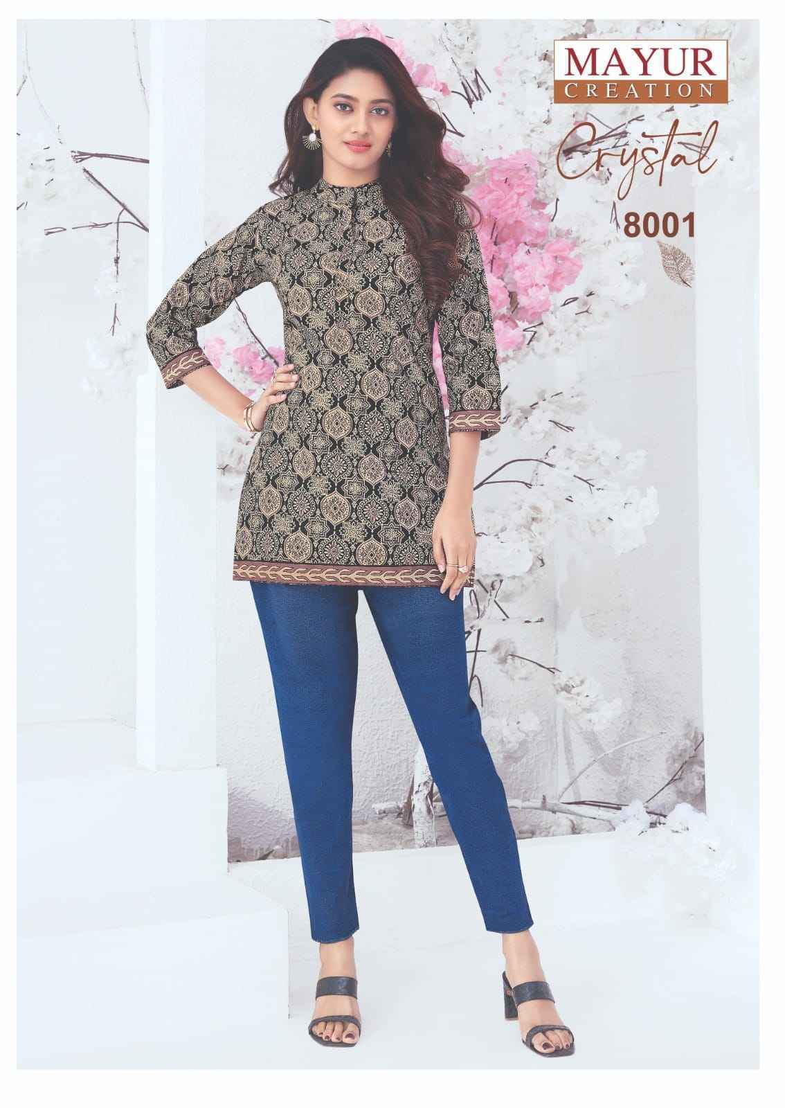 Mayur Creation Crystal Vol 8 Poplin Cotton Tunic Top Set Wholesale Rate ( 12 Pcs Catalog )