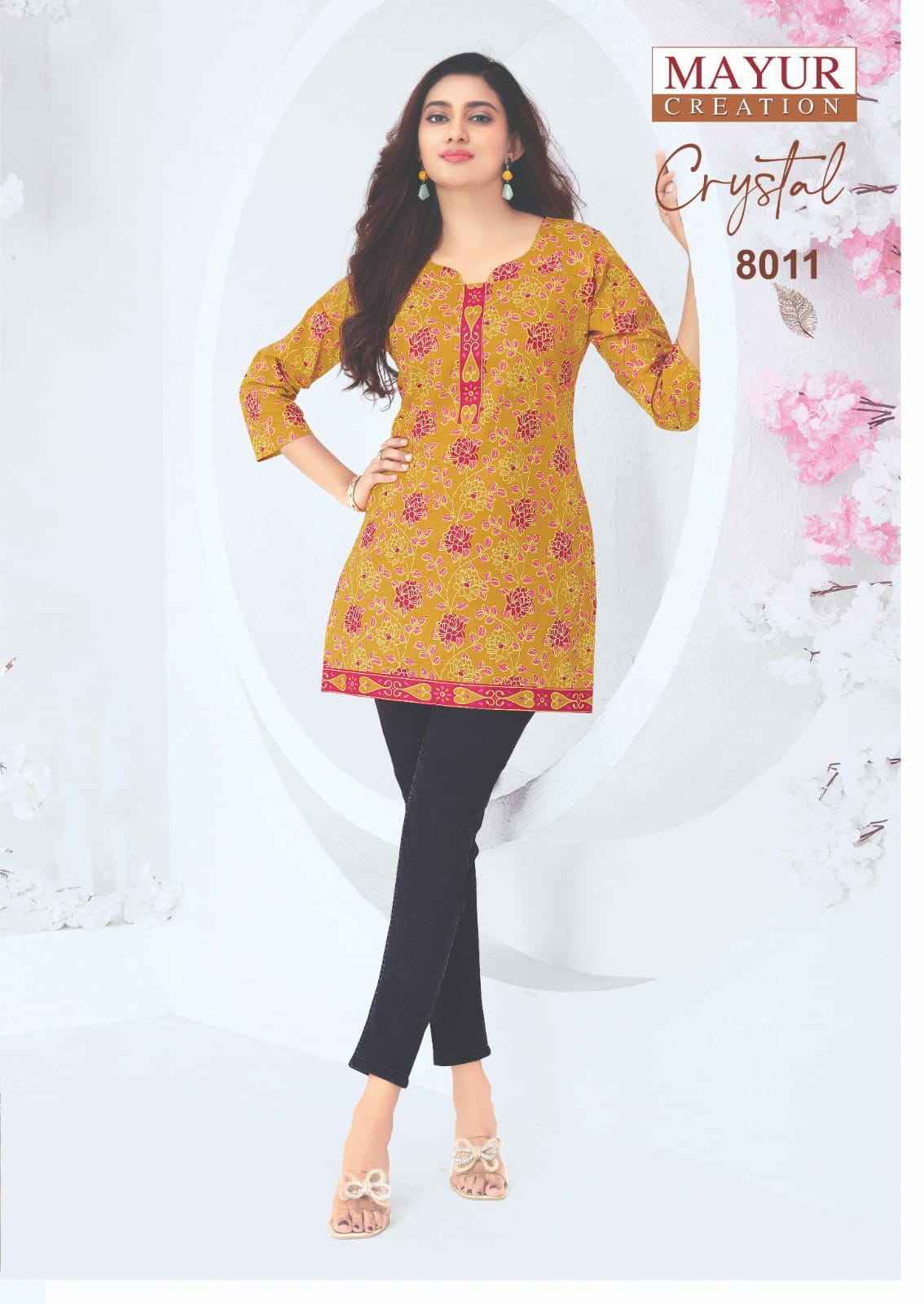 Mayur Creation Crystal Vol 8 Poplin Cotton Tunic Top Set Wholesale Rate ( 12 Pcs Catalog )