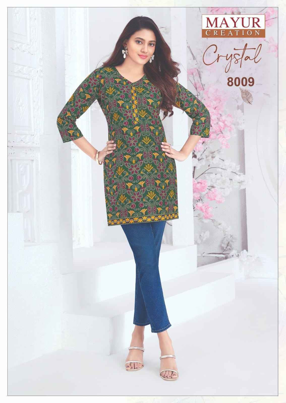 Mayur Creation Crystal Vol 8 Poplin Cotton Tunic Top Set Wholesale Rate ( 12 Pcs Catalog )