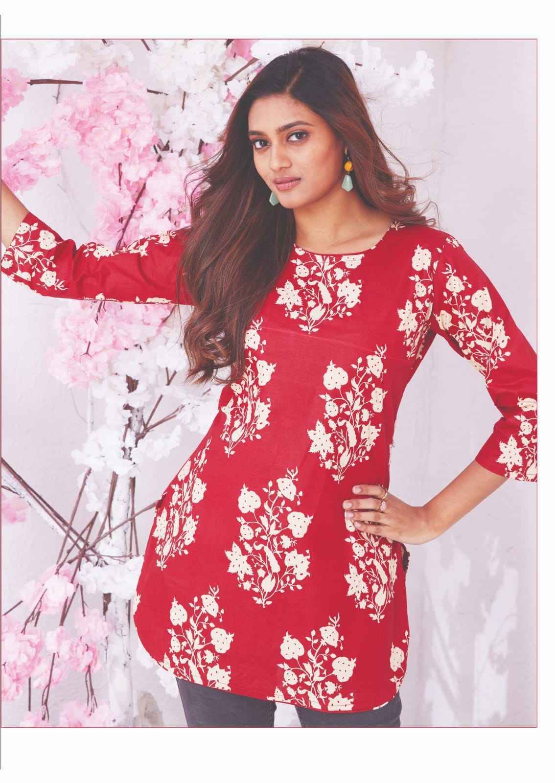 Mayur Creation Crystal Vol 8 Poplin Cotton Tunic Top Set Wholesale Rate ( 12 Pcs Catalog )