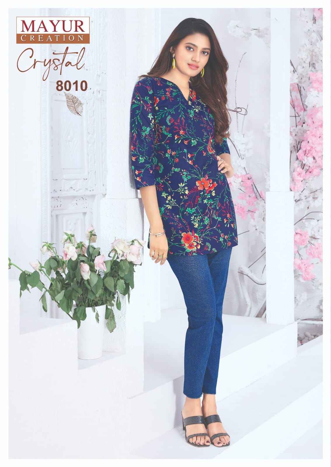 Mayur Creation Crystal Vol 8 Poplin Cotton Tunic Top Set Wholesale Rate ( 12 Pcs Catalog )