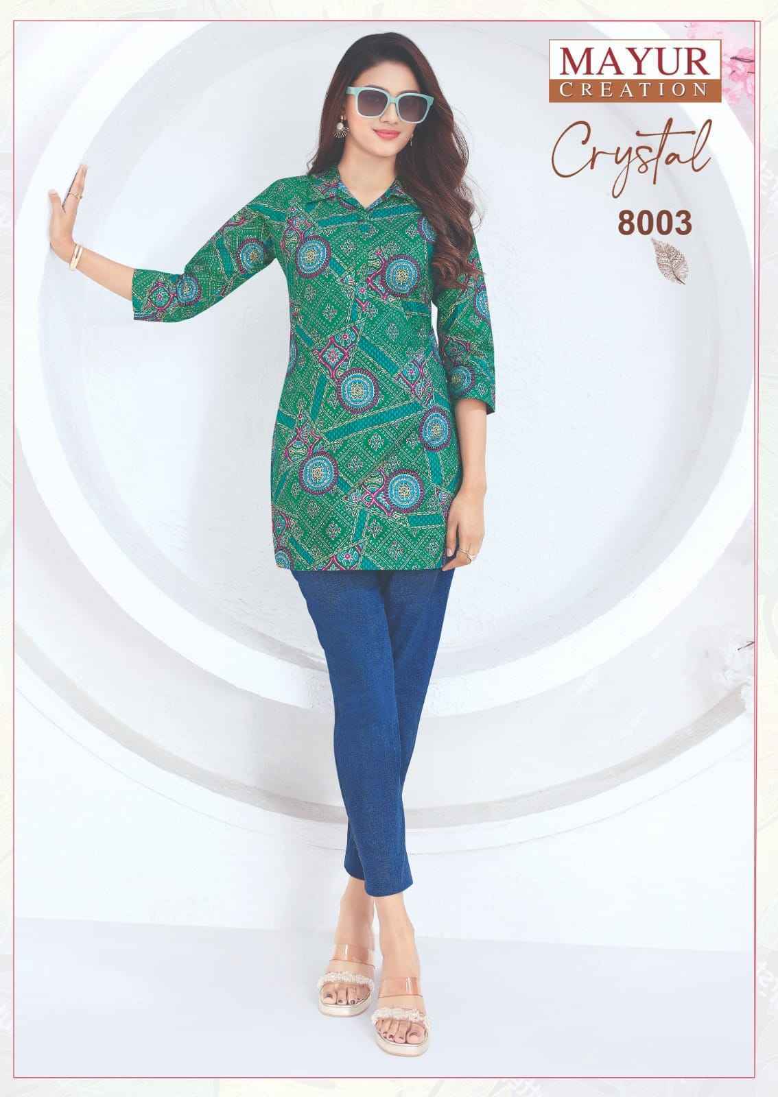 Mayur Creation Crystal Vol 8 Poplin Cotton Tunic Top Set Wholesale Rate ( 12 Pcs Catalog )