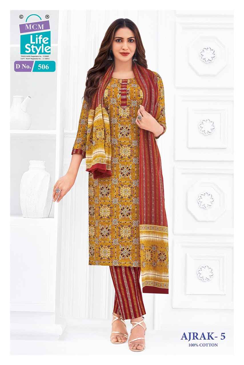 Mcm Lifestyle Ajrakh Vol-5 Pure Cotton Dress Material Wholesale Price ( 10 Pcs Catalogue )