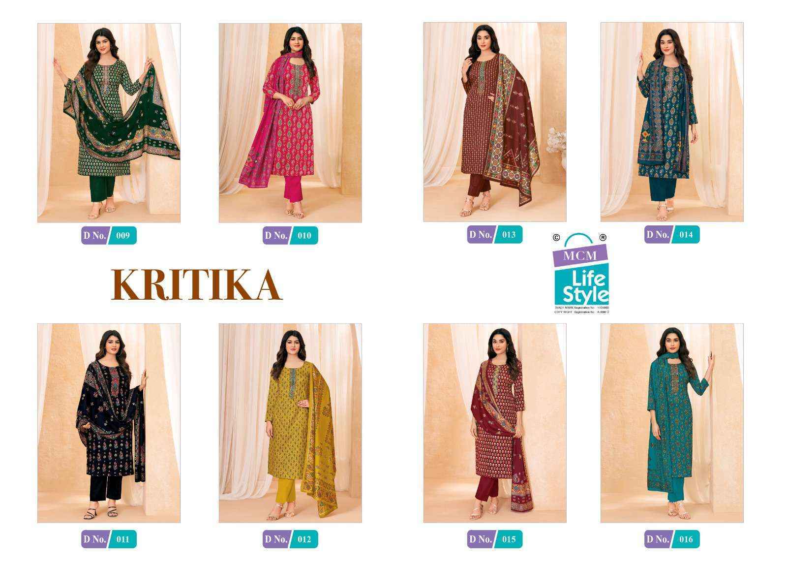 MCM Lifestyle Kritika Jam Satin Dress Material Wholesale Price ( 8 pcs Catalogue )