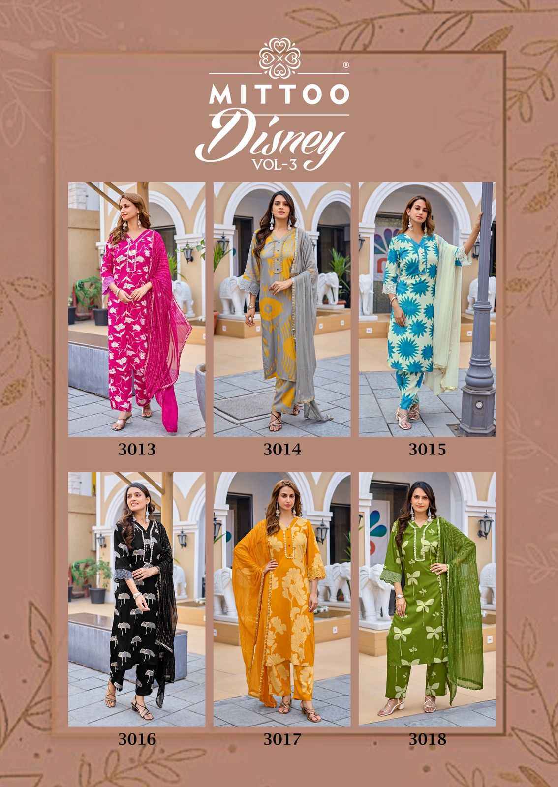 Mittoo Disney Vol 3 Rayon Kurti Combo Set Wholesale Rate ( 6 Pcs Catalog )